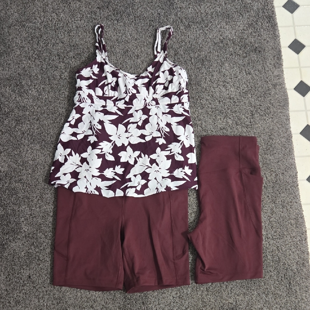 Kona Sol Floral One Piece - White and Burgundy